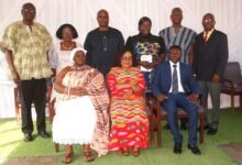 Dr Charity Binka (seated middle) with Dr Isaac Okpoti Nai (seated right) and other board members of NTC after the programme