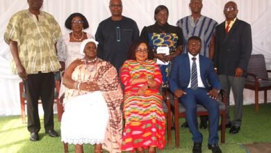 Dr Charity Binka (seated middle) with Dr Isaac Okpoti Nai (seated right) and other board members of NTC after the programme