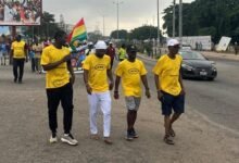 Dr Lartey (right), Joseph Agbeko and other guests leads the group at the walk