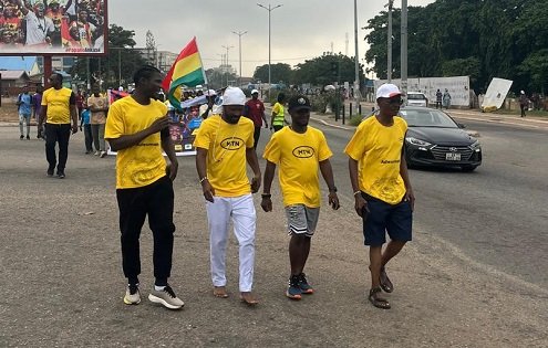 Dr Lartey (right), Joseph Agbeko and other guests leads the group at the walk
