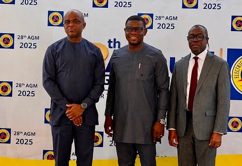 Mr Gyan Mensah (middle) with Mr Kpekpena (right) after the meeting