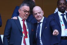 Fouzi Lekjaa (left) with Gianni Infantino