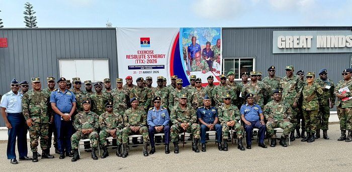 Lieutenant General Agyapong (seated middle) with other senior officers after the ceremony