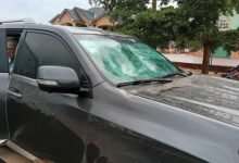 One of the vehicles vandalised