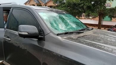 One of the vehicles vandalised