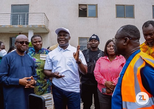 Mr Ahmed Ibrahim speaking during a working visit to the Zoomlion Recycling and Compost Plant site