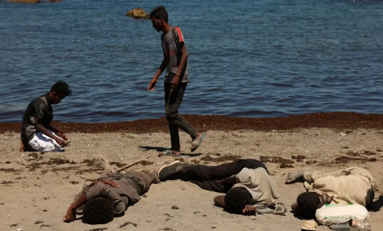 Groups of migrants have been sleeping on the beach in Ceuta