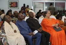 Ms Hanna Tetteh (seated right) with other dignitaries at the lecture