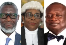 Justice Amoako Asante (left), Justice Bernasko Essah (middle), and Anthony Forson Jnr
