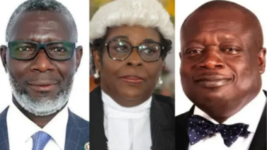 Justice Amoako Asante (left), Justice Bernasko Essah (middle), and Anthony Forson Jnr