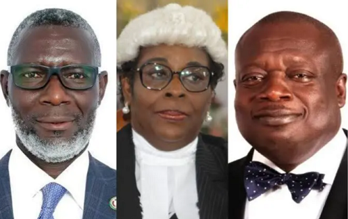 Justice Amoako Asante (left), Justice Bernasko Essah (middle), and Anthony Forson Jnr