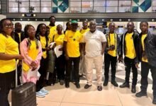 The exciting youngsters at the Accra International Airport