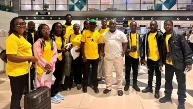 The exciting youngsters at the Accra International Airport