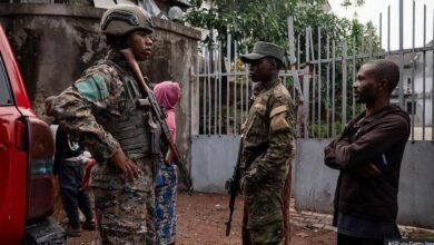 M23 rebels seen in Goma in March after an air strike on the territory