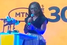 Mrs Wiafe (inset) speaking at the launch