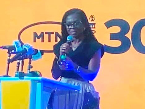 Mrs Wiafe (inset) speaking at the launch