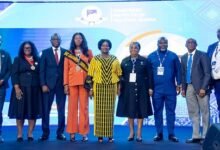 Vice President Prof. Opoku-Agyemang (middle) with dignitaries and executives of the Chartered Institute of Taxation, Ghana