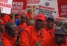 Some of the Mineworkers during the protest