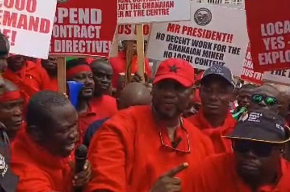 Some of the Mineworkers during the protest