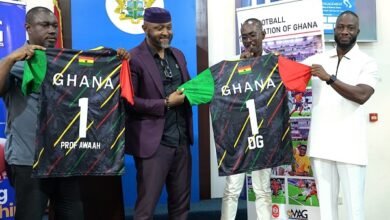 Mr Ampofo Ankrah (second left) together with MAG and Suniel officials unveiling the kits
