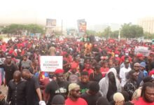 NPP supporters during the demontration. Photo. Ebo Gorman