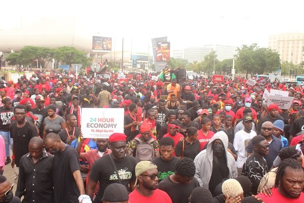 NPP supporters during the demontration. Photo. Ebo Gorman