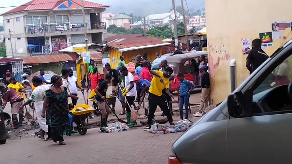 Some members of the Volta Regional branch NYA participating in a clean-up exercise