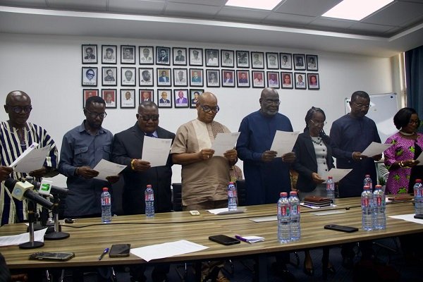 The newly constituted GNA board being sworn into office during the inauguration
