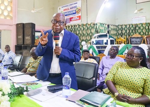 Nkrankwanta Community Bank Pix------Mr Agyeman-Manu addressing the shareholders at the event