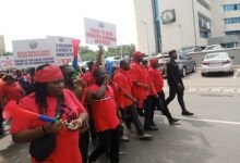 Mineworkers Union during the demonstration