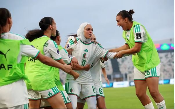 Players of Algeria in a jubilant mood