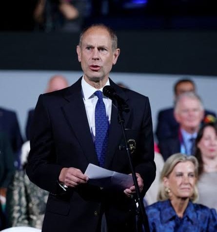 Prince Edward, Duke of Edinburgh speaks during the closing ceremony