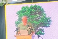 Mr Blewett (inset) adressing the participants at the launch of the MTN sustainability month