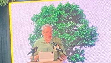 Mr Blewett (inset) adressing the participants at the launch of the MTN sustainability month