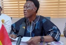 Mr Ayawine (inset) addressing the gathering