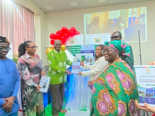 Dr Akoriyea (third from left) together with Dr Barradas launching the document