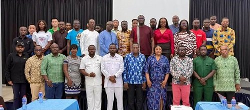 Mr Samuel Abdulai Jabanyite (front row fifth from right) with some GSA officials and journalists after the engagement