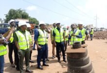 Mr Jinapor (third from left) and other dignitaries during the inspection exercise..