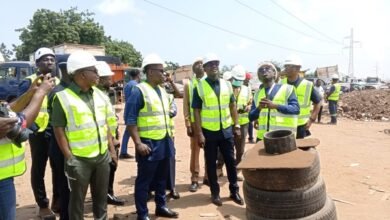 Mr Jinapor (third from left) and other dignitaries during the inspection exercise..