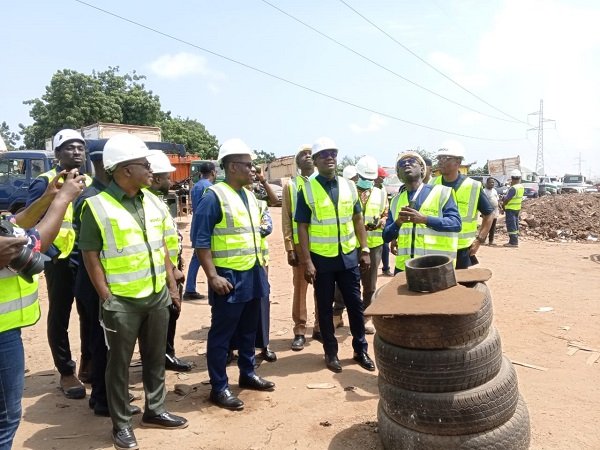 Mr Jinapor (third from left) and other dignitaries during the inspection exercise..