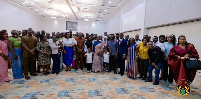 Prof. Opoku-Agyemang (seventh from right) with other dignitaries and the Ghanaian Community in Rwanda after the meeting