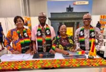 Ms Manela Adu, first on (Left) with Mr Raphael Apetorgbor with other members of the Authority at the event