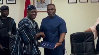 Works and Housing Minister -----Mr Ahmed Ibrahim (left) receiving the handing over document from Kenneth Gilbert AgyeiWorks and Housing Minister -----Mr Ahmed Ibrahim (left) receiving the handing over document from Kenneth Gilbert Agyei