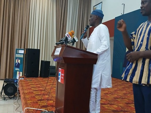 Mr Iddrisu (inset) speaking at the event