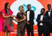 Officials of aYo Ghana receiving the awards
