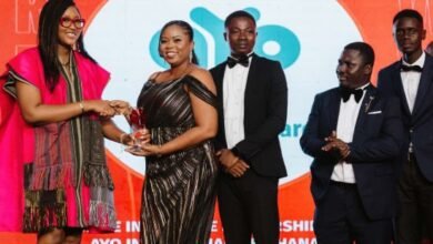 Officials of aYo Ghana receiving the awards