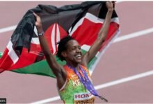 • Faith Kipyegon has won five World Championship titles and three Olympic gold medals for Kenya
