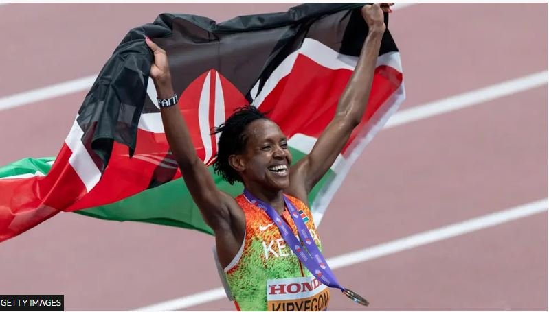 • Faith Kipyegon has won five World Championship titles and three Olympic gold medals for Kenya