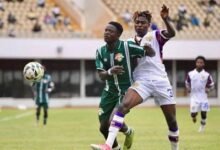 A scene from the Karela United versus Hearts match on Saturday