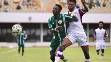 A scene from the Karela United versus Hearts match on Saturday
